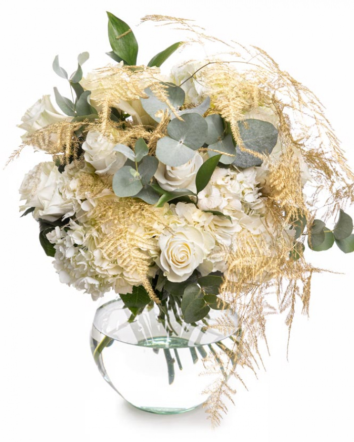 White roses winter bouquet
