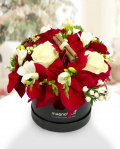 Christmas arrangement with roses and freesias – imaginea 1