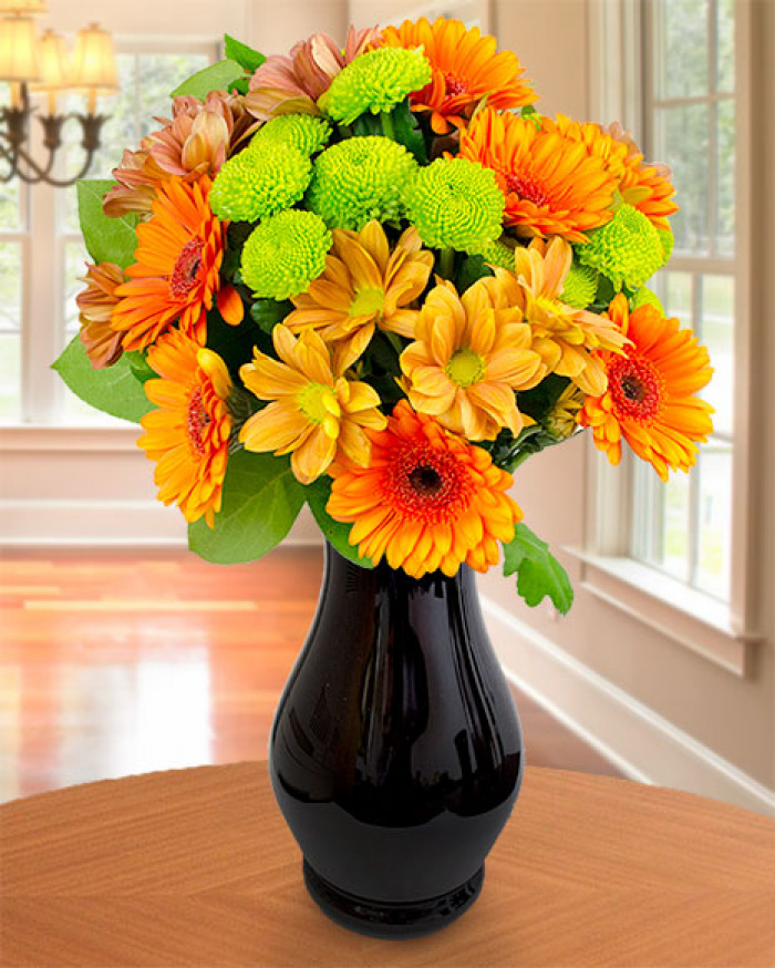 Buchet crizanteme și gerbera