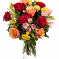 Buchet trandafiri si alstroemeria