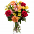 Buchet trandafiri si alstroemeria