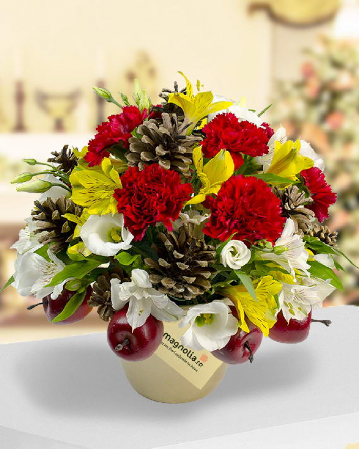 Carnation Alstroemeria and Eustoma gift – imaginea 1