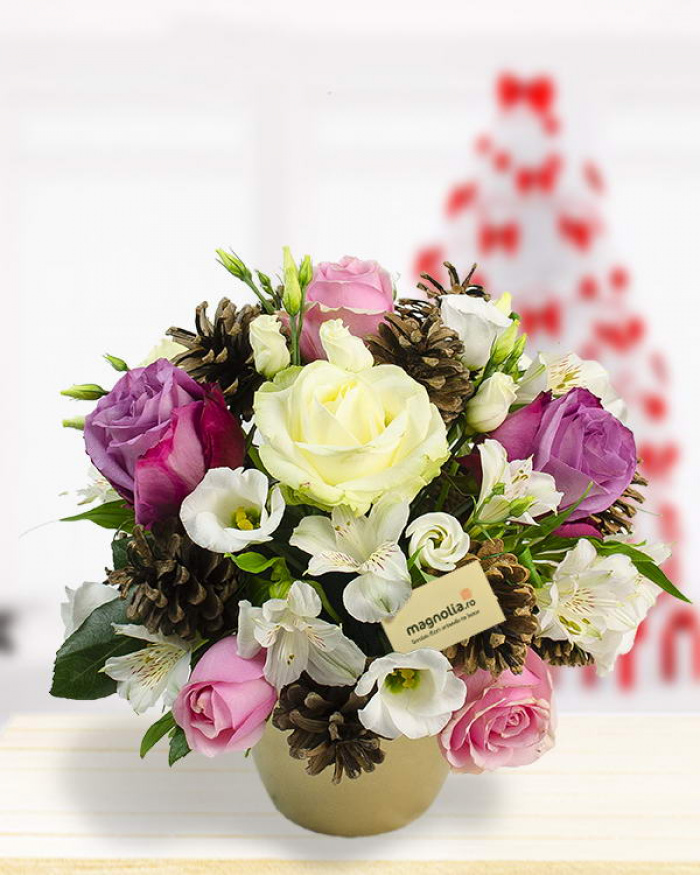 Pink and white Roses gift – imaginea 1