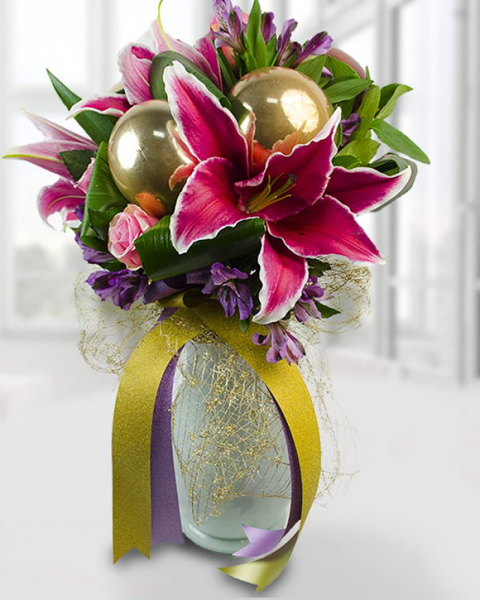 Bouquet of lilies and globes – imaginea 1