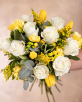 White roses and freesia bouquet