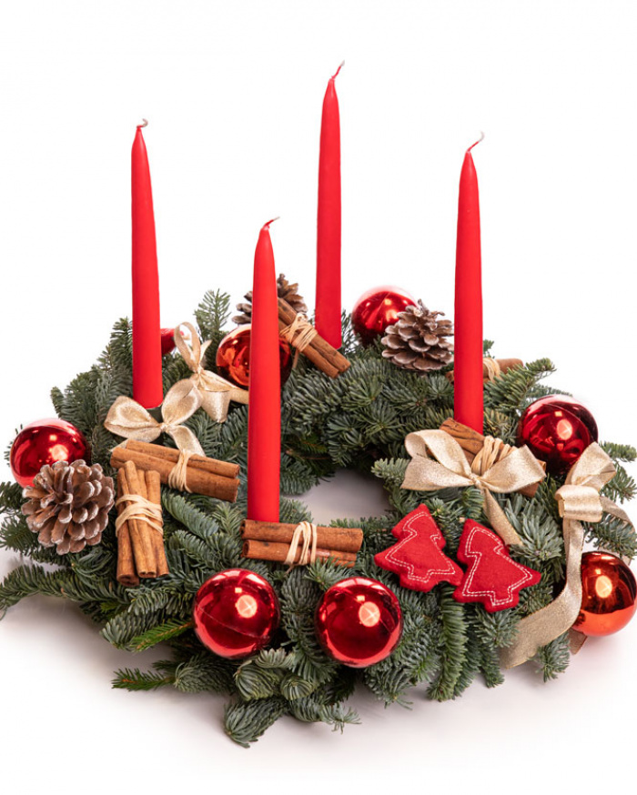 Advent wreath with red accesories – imaginea 1