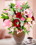 Bouquet of alstroemeria roses and lilies – imaginea 1