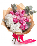 Bouquet with purple roses and hydrangea – imaginea 1