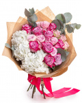 Bouquet with purple roses and hydrangea – the image 1