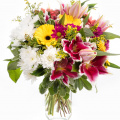 Buchet gerbera şi crizanteme