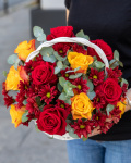 Basket with chrysanthemums and roses – the image 3