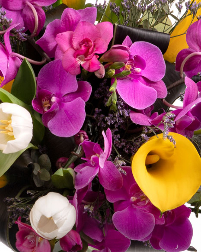 Orchid and calla lilies bouquet  – imaginea 2