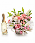 Basket of white and pink flowers – imaginea 1