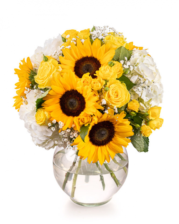 Bouquet of sunflowers and hydrangeas – imaginea 1