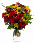Red and yellow flowers bouquet – imaginea 1