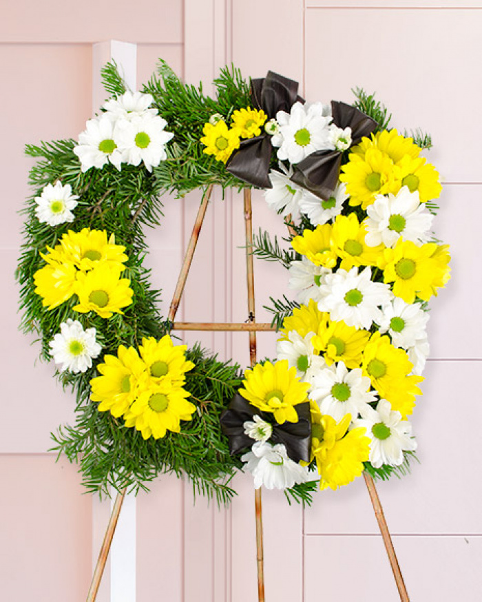 Jerbă funerară cu crizanteme – imaginea 1