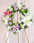 Jerbă funerară cu crini şi crizanteme – imaginea 1