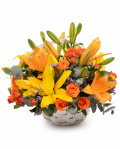 Basket with asian lilies – imaginea 1