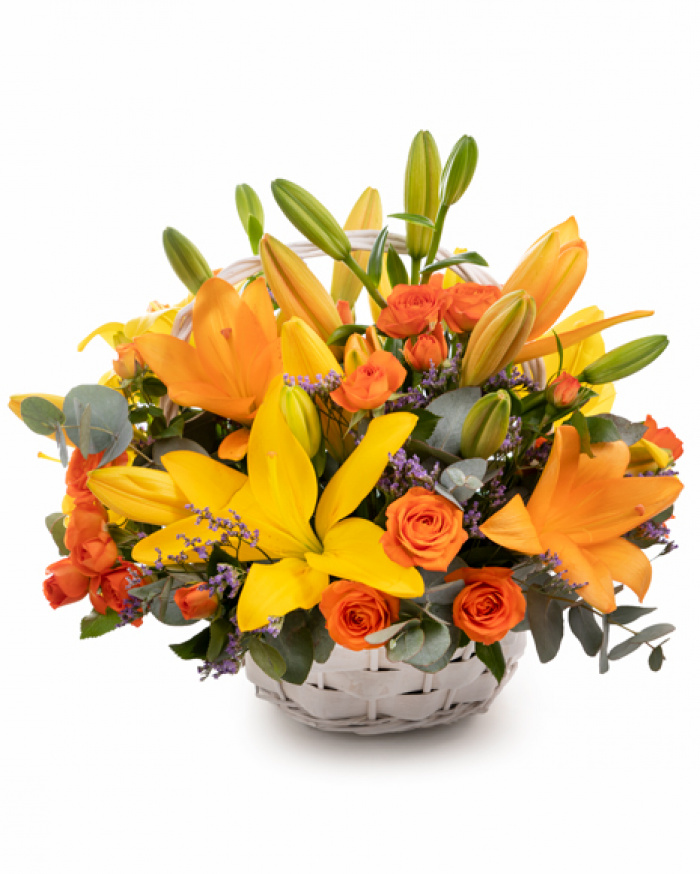 Basket with asian lilies – imaginea 1