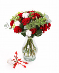 Buchet trandafiri rosii si bumbac – imaginea 1