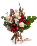 Buchet de iarnă cu eustoma și trandafiri – imaginea 1