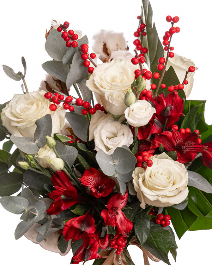 Buchet de iarnă cu eustoma și trandafiri – imaginea 2