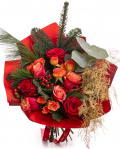 Buchet de Crăciun cu flori portocalii – imaginea 1
