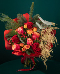 Buchet de Crăciun cu flori portocalii – imaginea 3