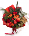 Buchet de Crăciun cu flori portocalii – imaginea 1