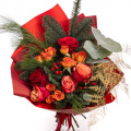 Buchet de Crăciun cu flori portocalii