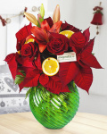Bouquet of red flowers and euphorbia – the image 1