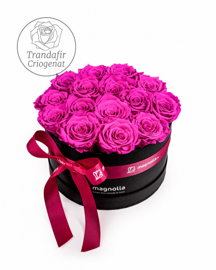 Trandafiri criogenati roz in cutie neagra – imaginea 1