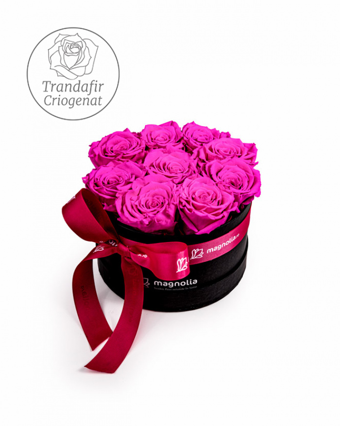 Trandafiri criogenati roz in cutie neagra – imaginea 1
