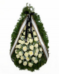 Coroana funerara cu trandafiri albi