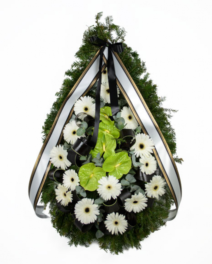 Funeral wreath with gerbera and anthurium – imaginea 1