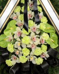 Coroana funerara cu orhidee si garoafe – imaginea 2
