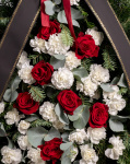 Coroana funerara cu trandafiri si garoafe – imaginea 2