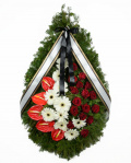Funeral wreath with gerberas and roses – imaginea 1