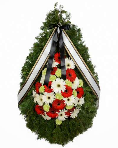 Funeral wreath with gerberas and carnations