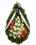 Coroana funerara cu anthurium rosu