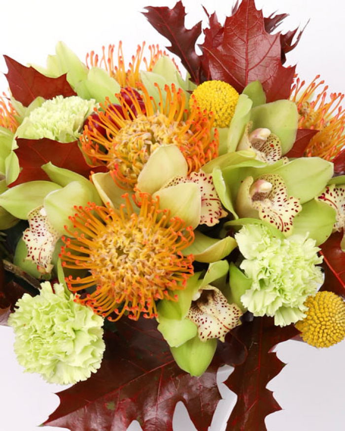 Bouquet of orchids and craspedia – imaginea 2