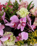Basket with orchids and solidago