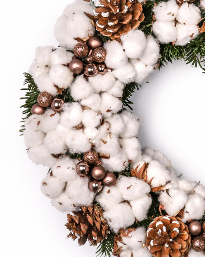 Cotton Christmas wreath – imaginea 2