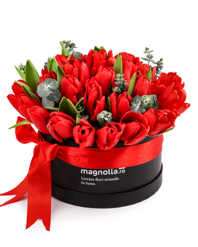 Tulip arrangement in box