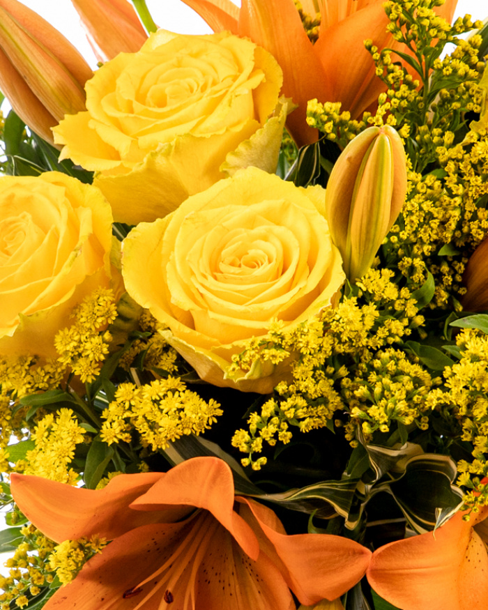 Bouquet of yellow roses and orange lilies – the image 2