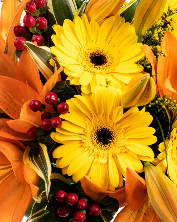Yellow gerbera and orange lilies bouquet – the image 2