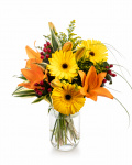 Yellow gerbera and orange lilies bouquet – the image 1