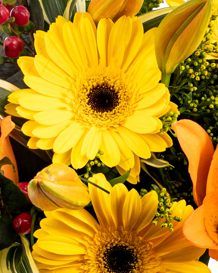 Yellow gerbera and orange lilies bouquet – the image 2
