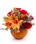 Pumpkin arrangement with lilies – imaginea 1
