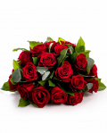 Funeral arrangement with red roses